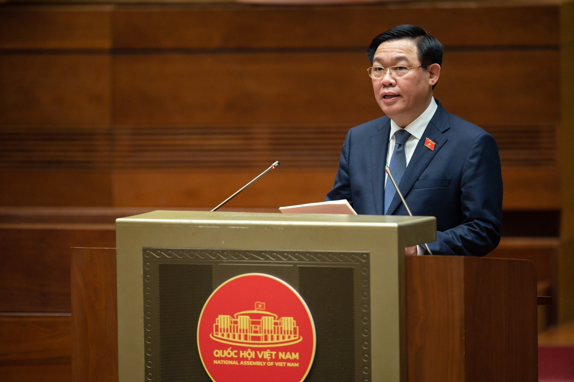 Chủ tịch Quốc hội Vương Đình Huệ phát biểu khai mạc phiên chất vấn và trả lời chất vấn tại Phiên họp thứ 21