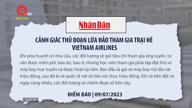 Điểm báo: Cảnh giác thủ đoạn lừa đảo tham gia trại hè Vietnam Airlines