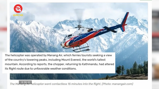 Rơi máy bay trực thăng ở Nepal: Toàn bộ hành khách và phi công thiệt mạng
