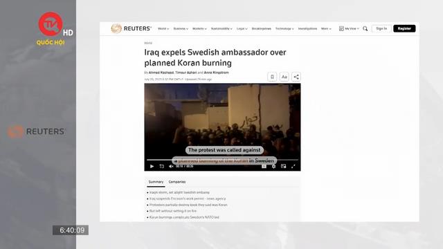 Iraq trục xuất Đại sứ Thụy Điển vì vụ đốt kinh Koran