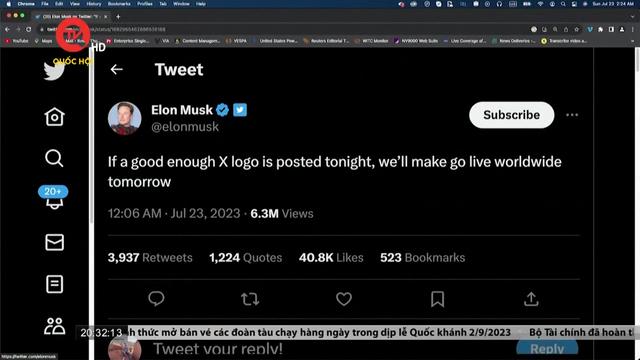 Tỷ phú Elon Musk thay đổi logo của Twitter