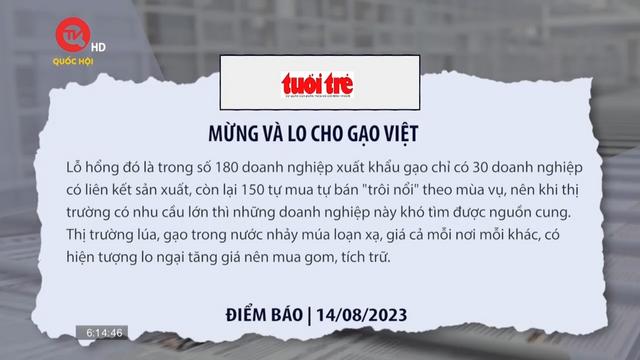 Điểm báo: Mừng và lo cho gạo Việt 