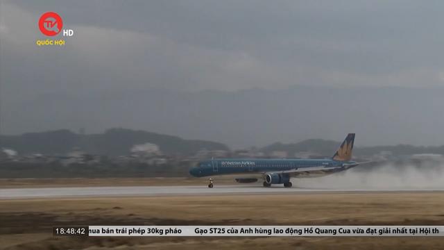 Lần đầu tiên sân bay Điện Biên đón máy bay cỡ lớn Airbus A321