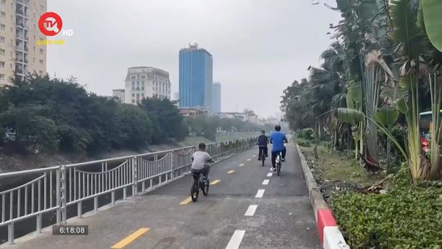 Tuyến đường đầu tiên dành cho xe đạp tại Thủ đô chính thức mở cửa