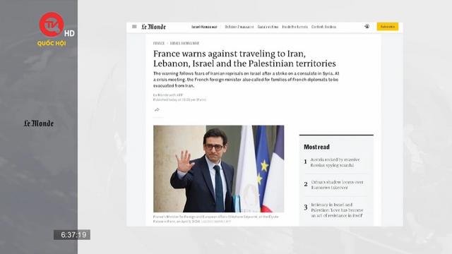 Pháp cảnh báo người dân hạn chế đến một số nước ở Trung Đông