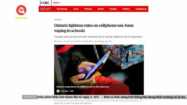 Ontario, Canada cấm điện thoại, thuốc lá điện tử trong trường học