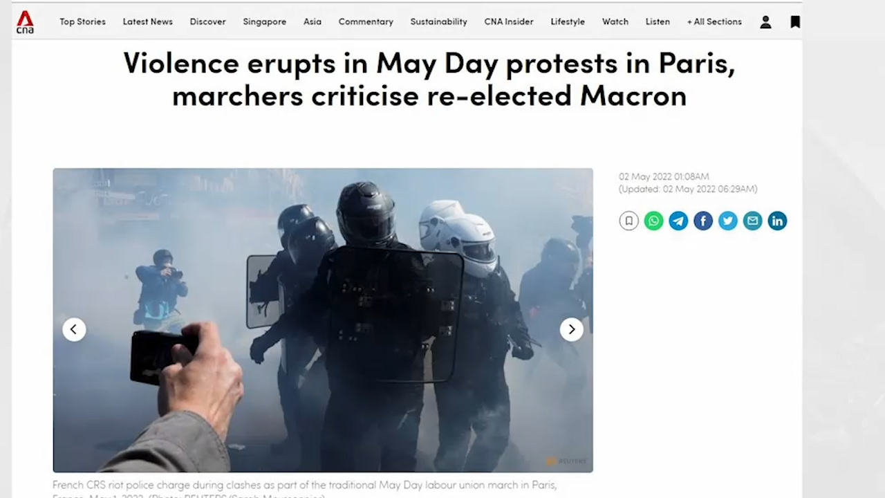 Điểm tin quốc tế 2/5: Tuần hành biến thành hỗn loạn tại Paris, Pháp