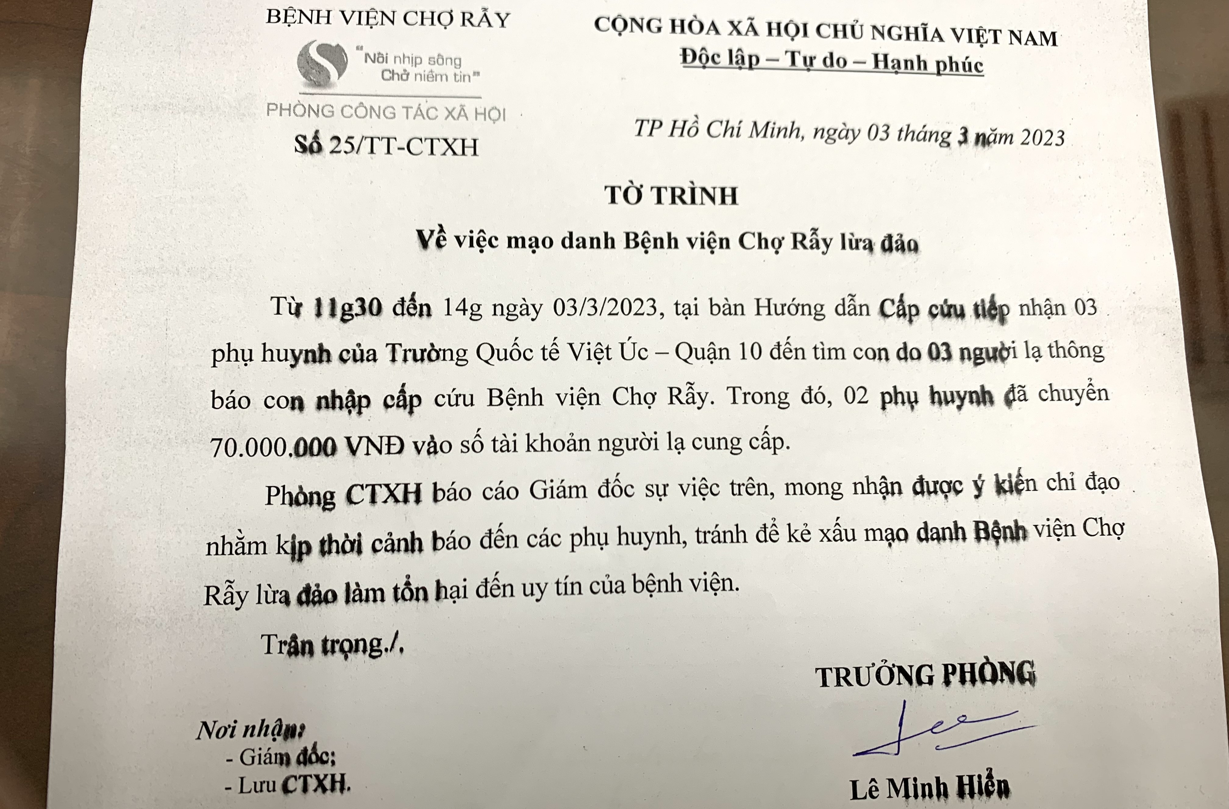 Hai bệnh viện lớn tại Hà Nội lên tiếng về chiêu lừa "con đang cấp cứu"