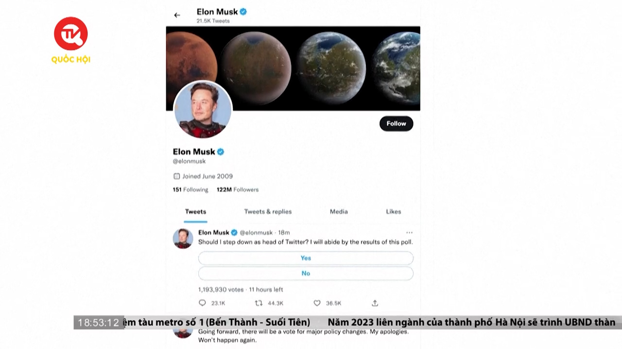 Elon Musk thăm dò việc từ chức CEO Twitter