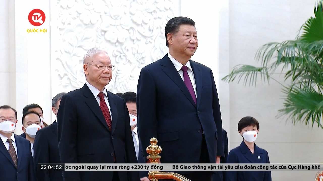 Toàn cảnh lễ đón tiếp trang trọng và cuộc hội đàm giữa Tổng Bí thư Việt Nam và Tổng Bí thư, Chủ tịch nước Trung Quốc