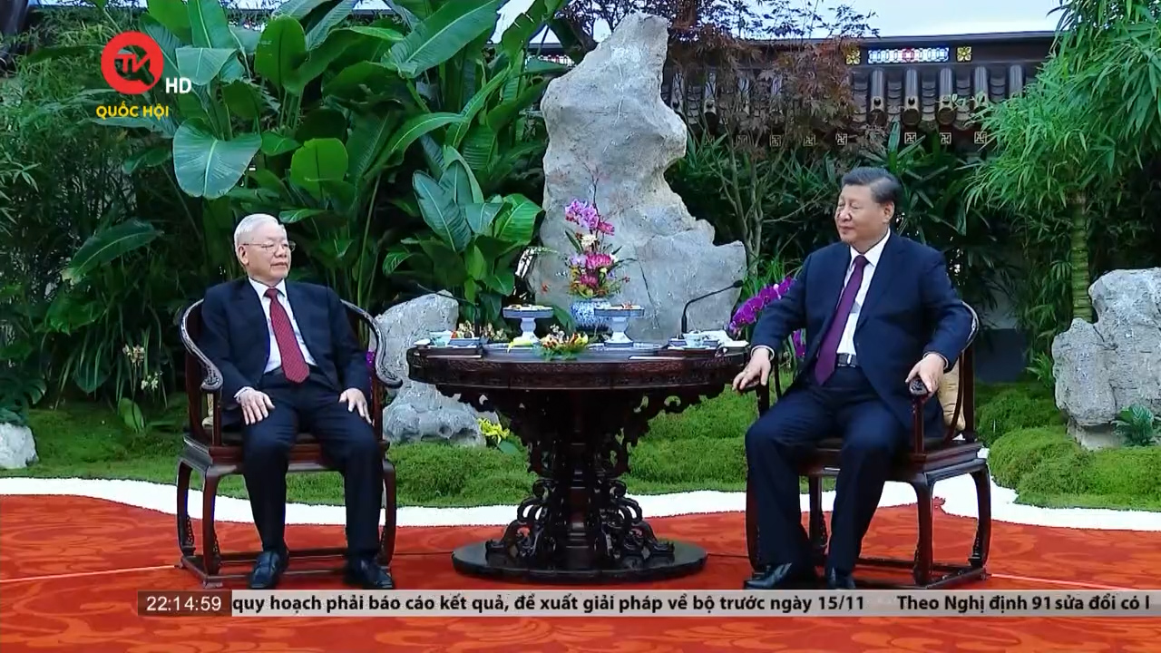 Tổng Bí thư, Chủ tịch nước Tập Cận Bình thân mật mời tiệc trà Tổng Bí thư Nguyễn Phú Trọng
