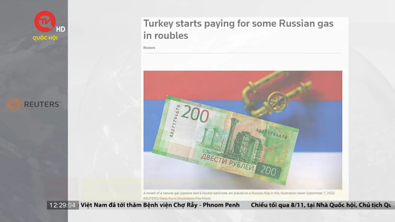 Thổ Nhĩ Kỳ bắt đầu thanh toán khí đốt Nga bằng đồng rúp