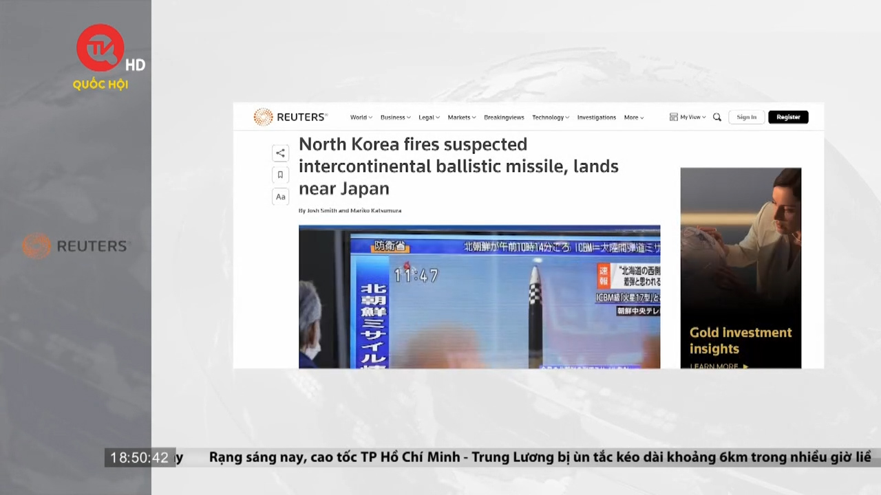 Triều Tiên bị nghi phóng tên lửa đạn đạo xuyên lục địa