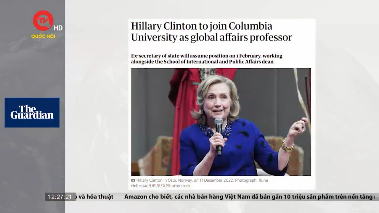 Bà Hillary Clinton trở thành giáo sư tại Đại học Columbia