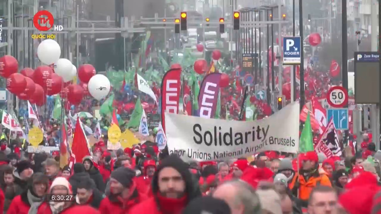 Người dân Bỉ biểu tình phản đối chi phí sinh hoạt tăng cao