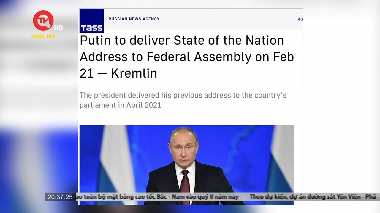 Tổng thống Nga chuẩn bị đọc Thông điệp Liên bang
