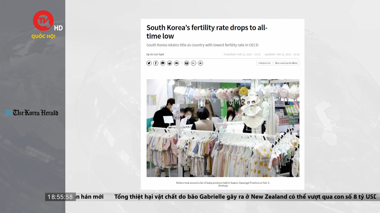 Tỷ lệ sinh tại Hàn Quốc thấp kỷ lục