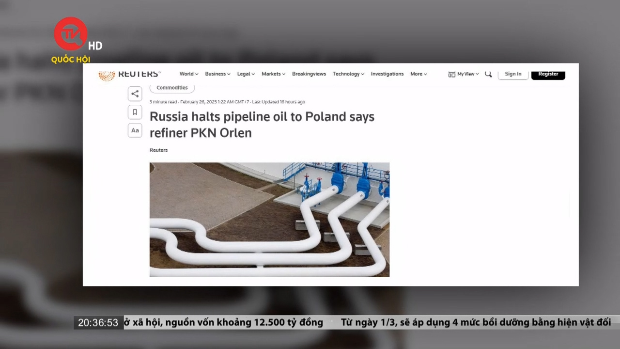 Nga dừng cung cấp dầu cho Ba Lan