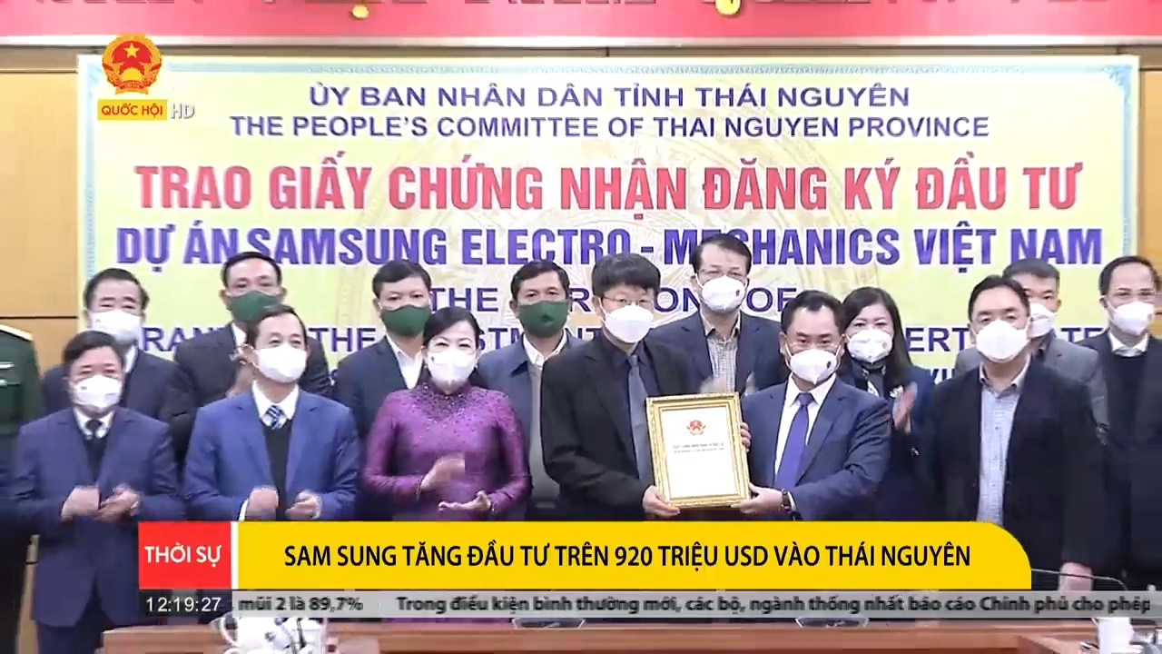 Samsung đầu tư thêm 920 triệu USD vào Thái Nguyên