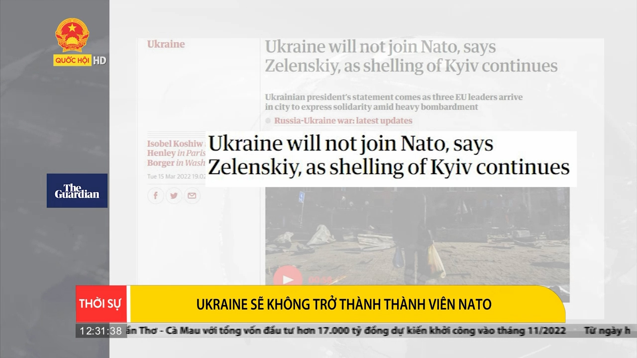 Điểm báo quốc tế trưa 16/03: Ukraine sẽ không trở thành thành viên NATO