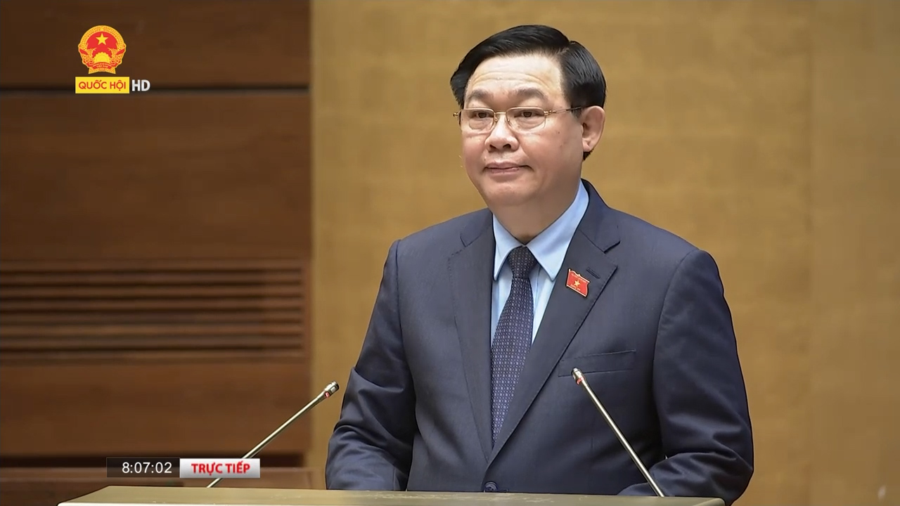 Chủ tịch Quốc hội Vương Đình Huệ phát biểu Khai mạc Phiên chất vấn và trả lời chất vấn tại Phiên họp thứ 9 của UBTVQH