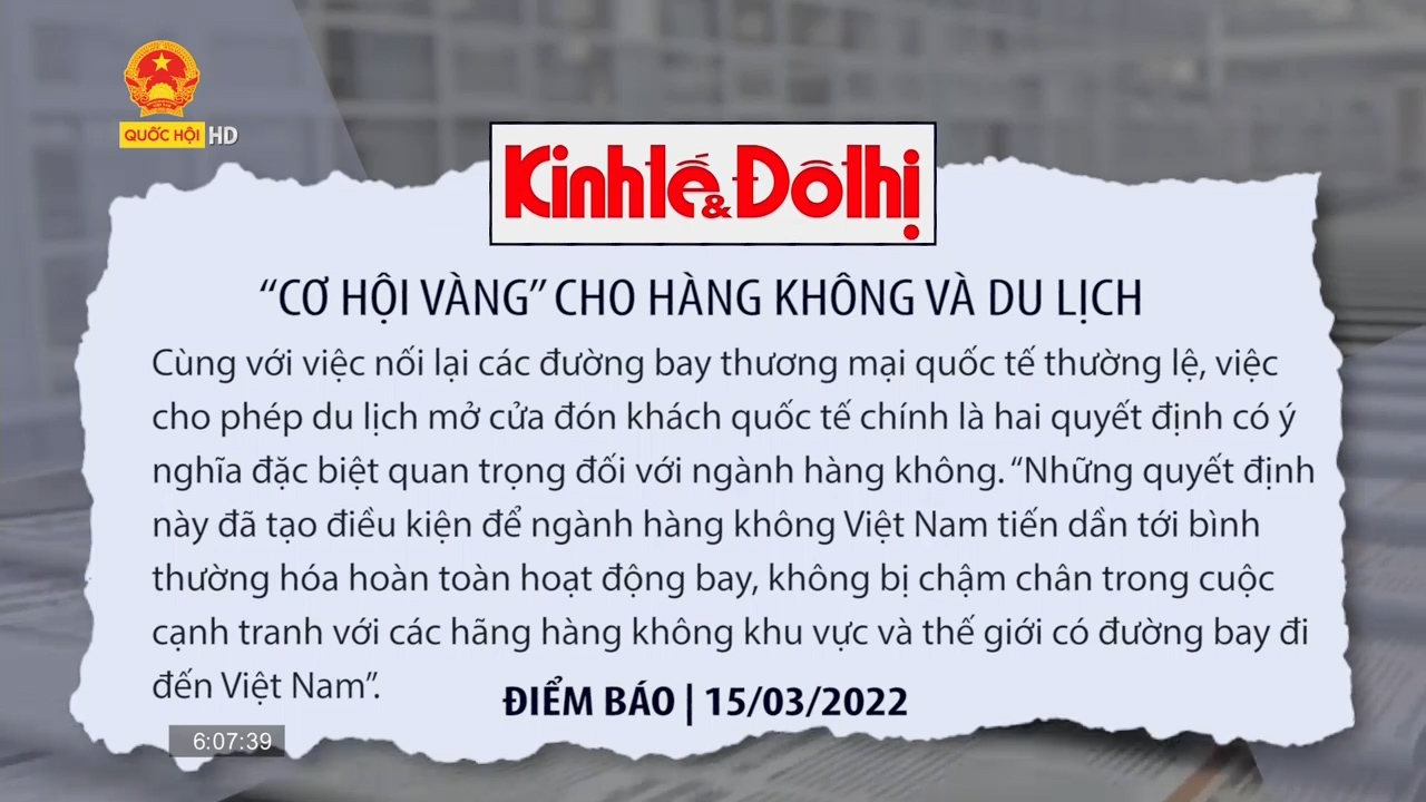 Điểm báo ngày 15/03: Việt Nam chính thức mở cửa du lịch: “Cơ hội vàng” cho hàng không và du lịch
