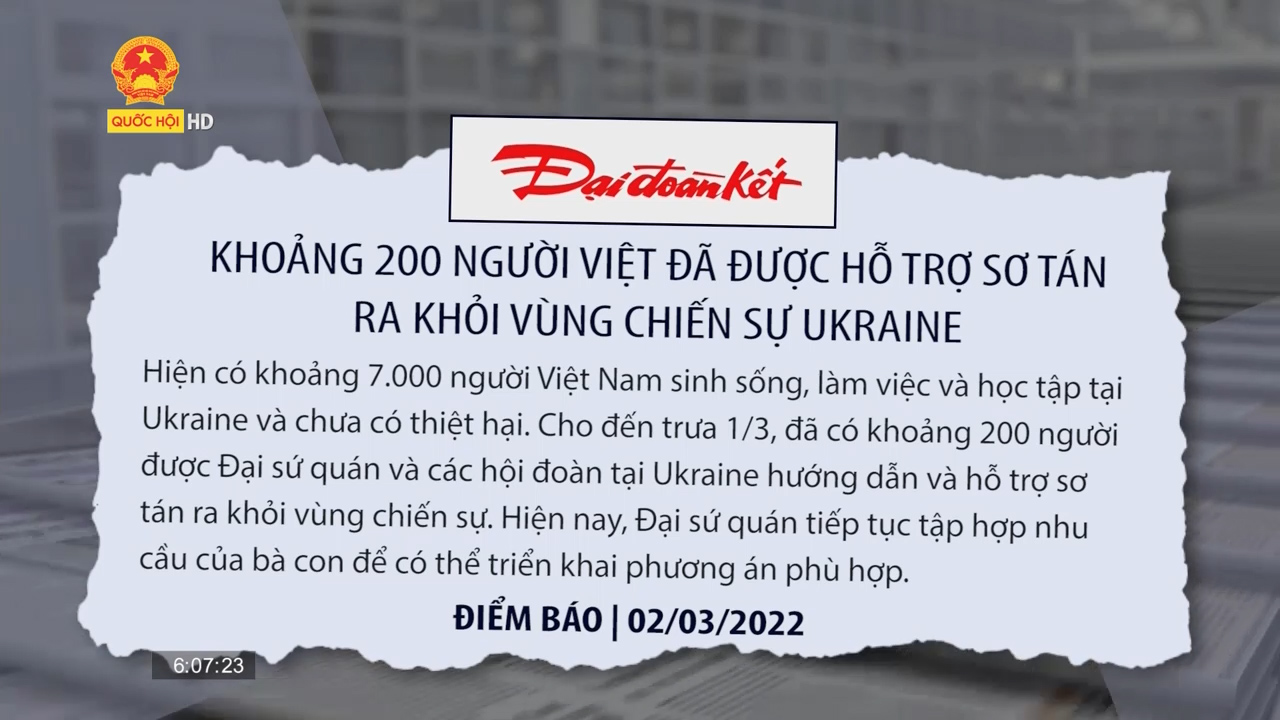 Điểm báo ngày 02/03: Khoảng 200 người Việt đã được hỗ trợ sơ tán ra khỏi vùng chiến sự Ukraine