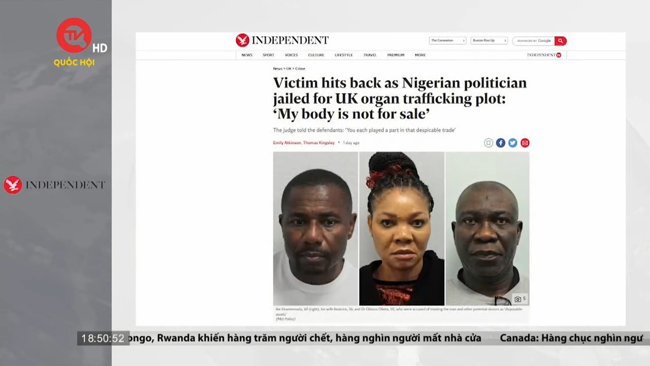 Anh phạt tù nghị sĩ Nigeria vì âm mưu lừa lấy nội tạng người