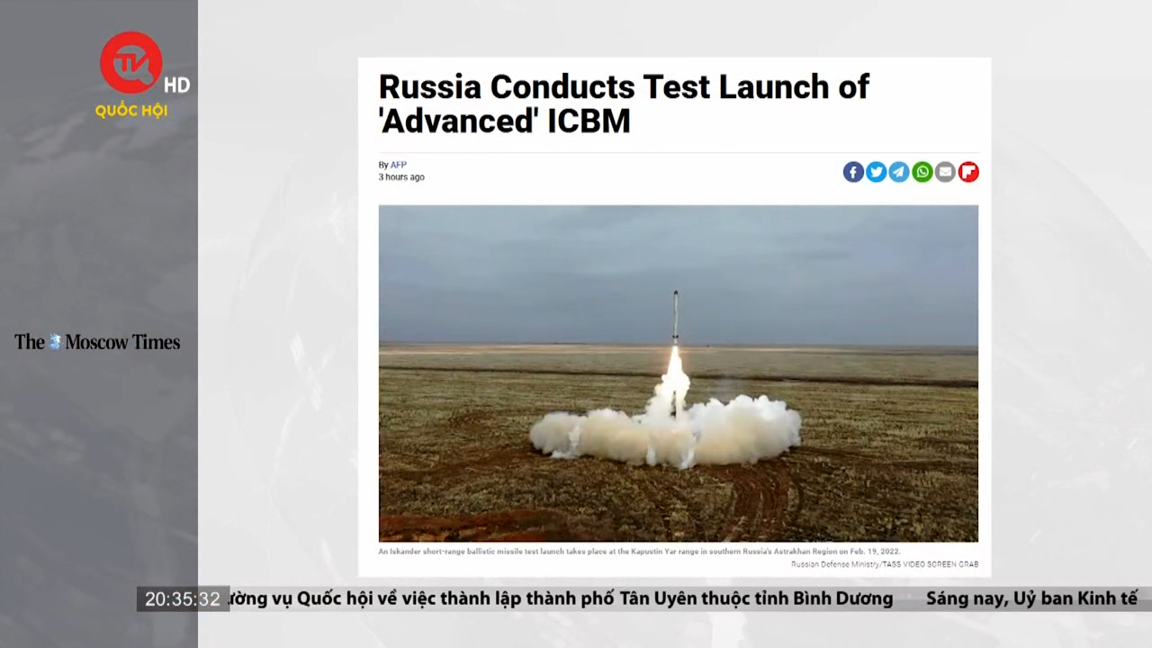 Nga thử thành công tên lửa đạn đạo liên lục địa thế hệ mới