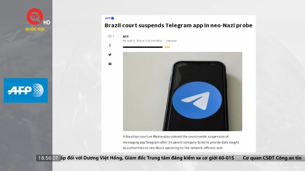 Brazil tạm đình chỉ ứng dụng Telegram