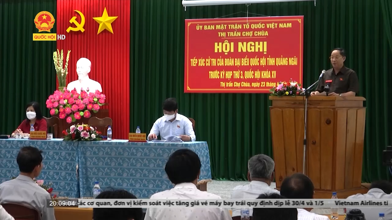 Phó Chủ tịch Quốc hội Trần Quang Phương tiếp xúc cử tri huyện Nghĩa Hành: Mong cử tri, bà con đồng hành cùng Quốc hội