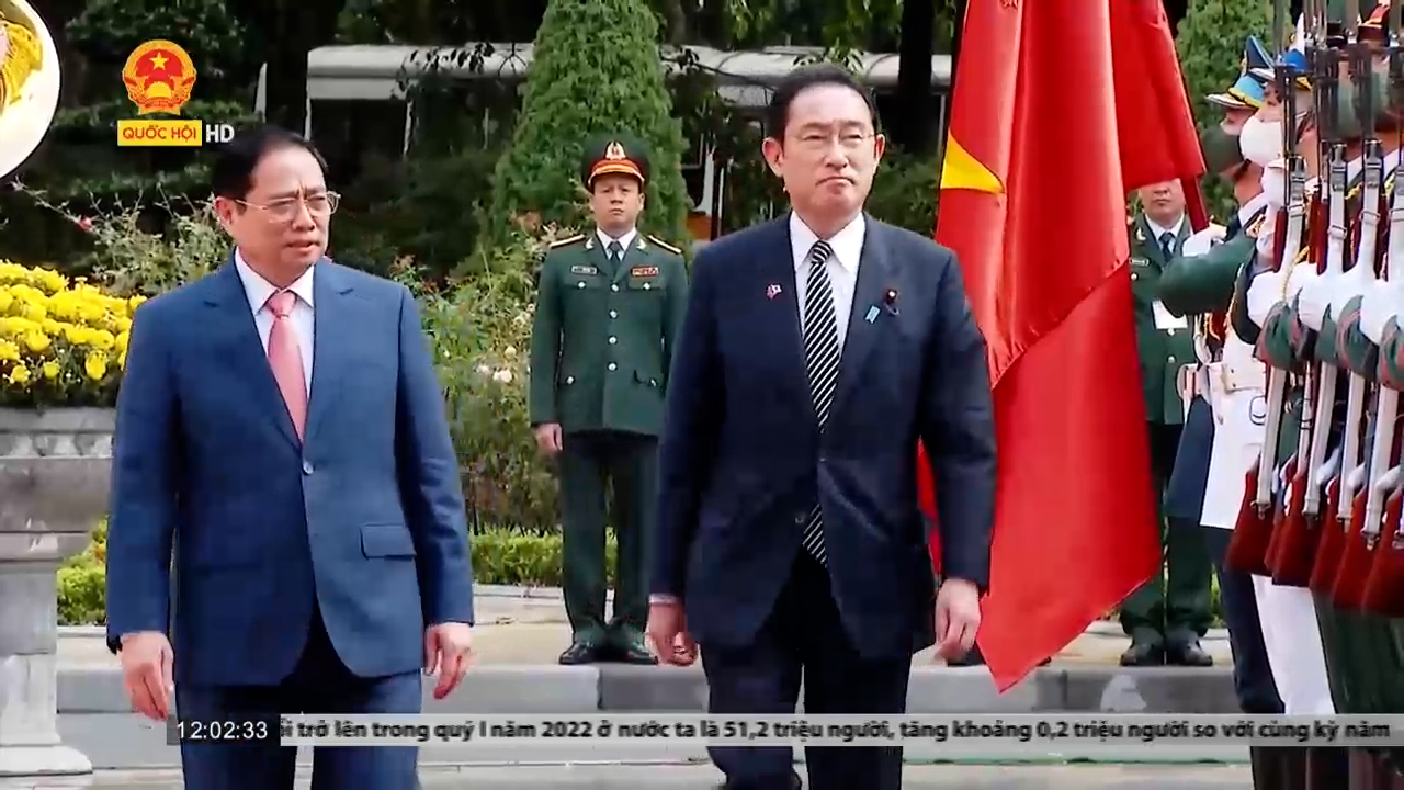 Thủ tướng Chính phủ Phạm Minh Chính chủ trì lễ đón Thủ tướng Nhật Bản