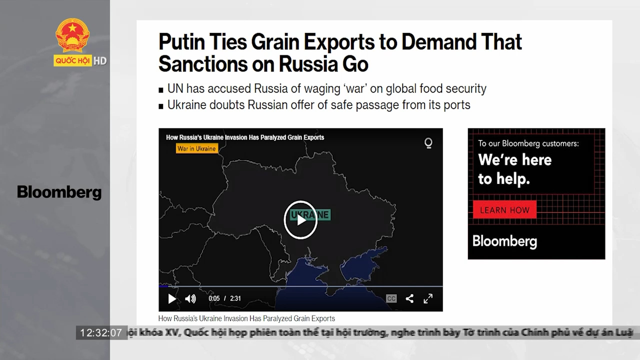 Điểm báo quốc tế ngày 27/5: Nga nêu điều kiện ngăn khủng hoảng lương thực toàn cầu
