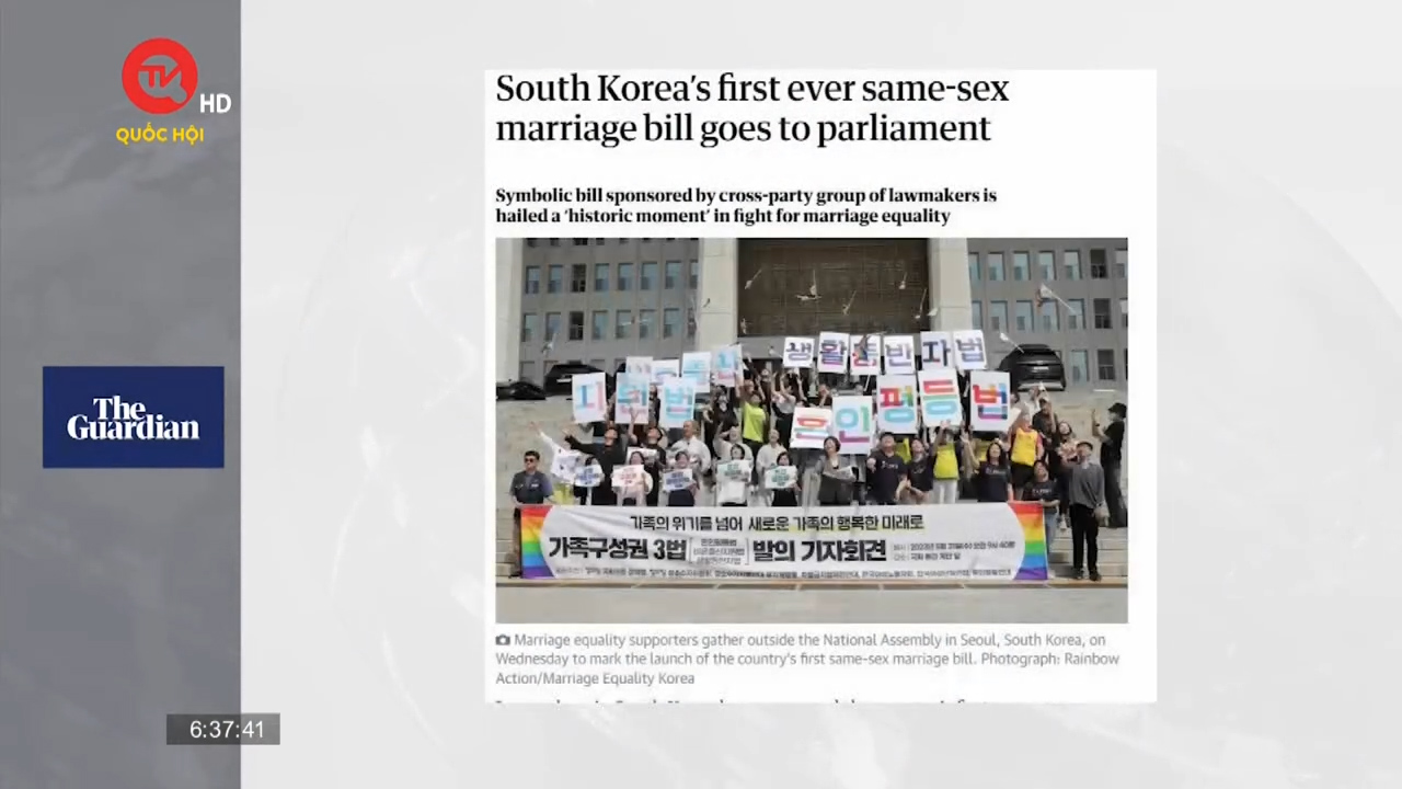 Dự luật hôn nhân đồng giới đầu tiên của Hàn Quốc được đưa ra Quốc hội