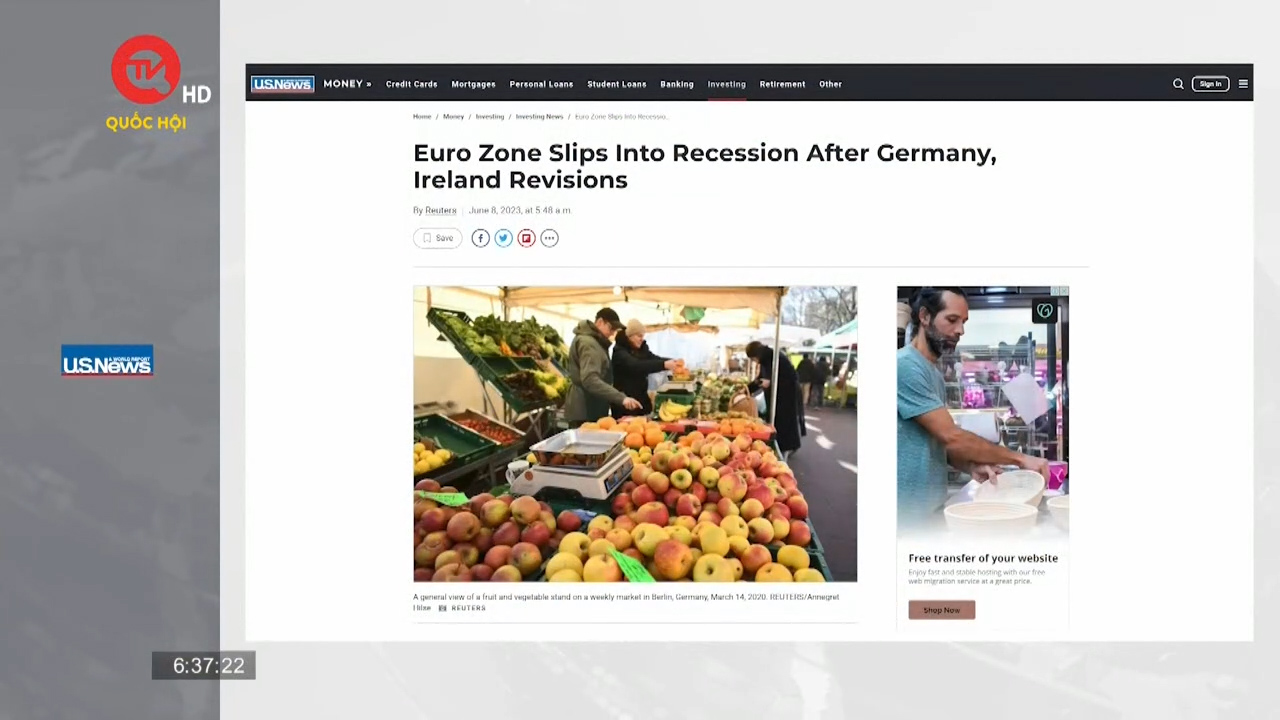 Khu vực Eurozone rơi vào suy thoái