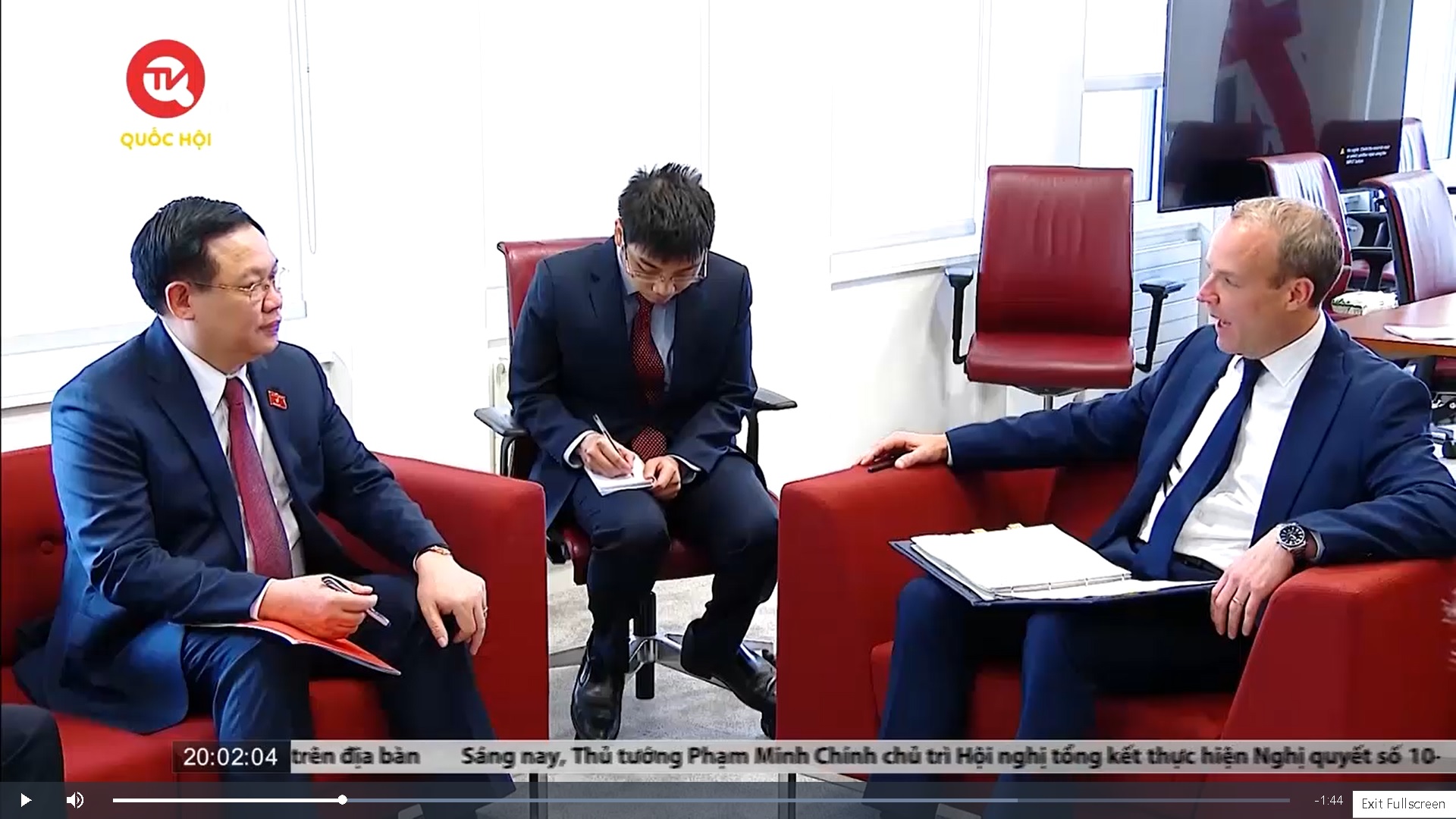 Chủ tịch Quốc hội Vương Đình Huệ gặp Phó Thủ tướng - Bộ trưởng Bộ Tư pháp Anh