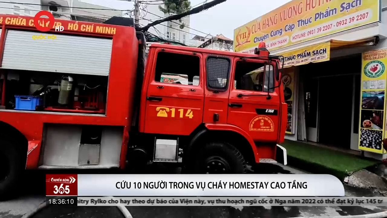 Cứu 10 người trong vụ cháy homestay cao tầng tại Thành phố Hồ Chí Minh