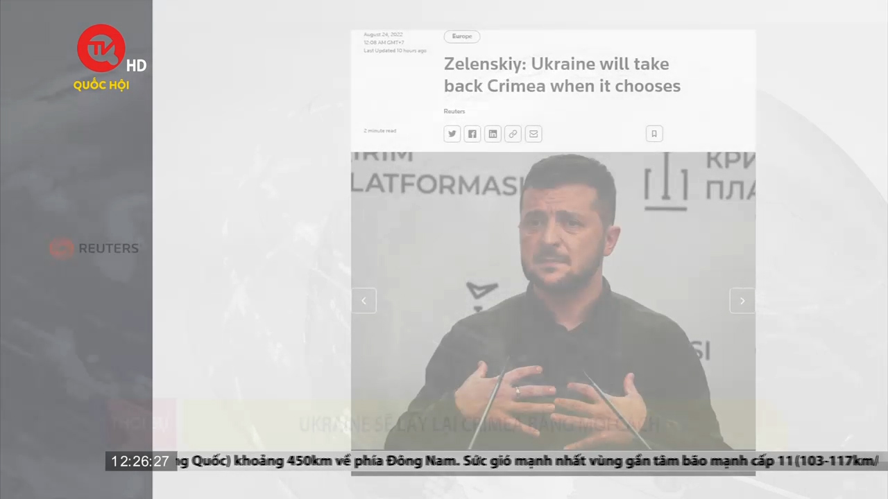 Điểm báo quốc tế 24/08: Ukraine sẽ lấy lại Crimea bằng mọi cách