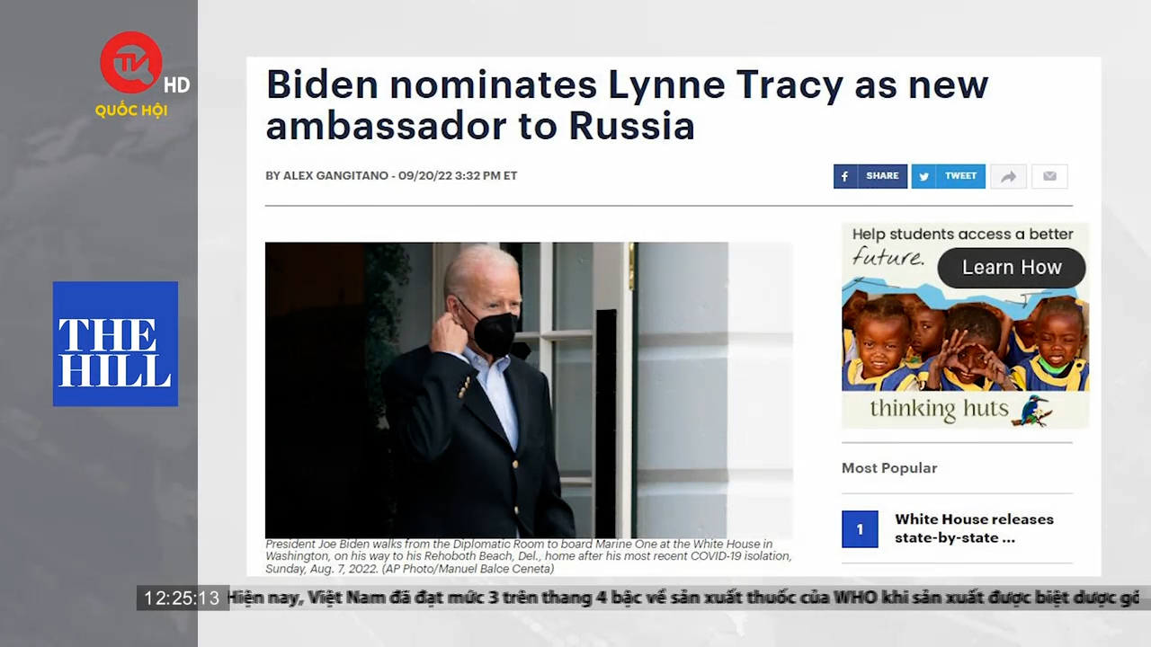 Điểm báo quốc tế trưa 21/09: Tổng thống Mỹ đề cử đại sứ mới tại Nga
