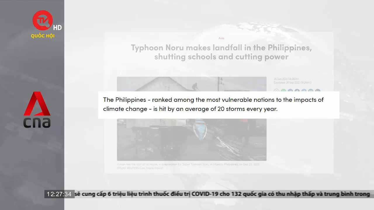 Điểm báo quốc tế 26/9: Bão Noru đổ bộ Philippines